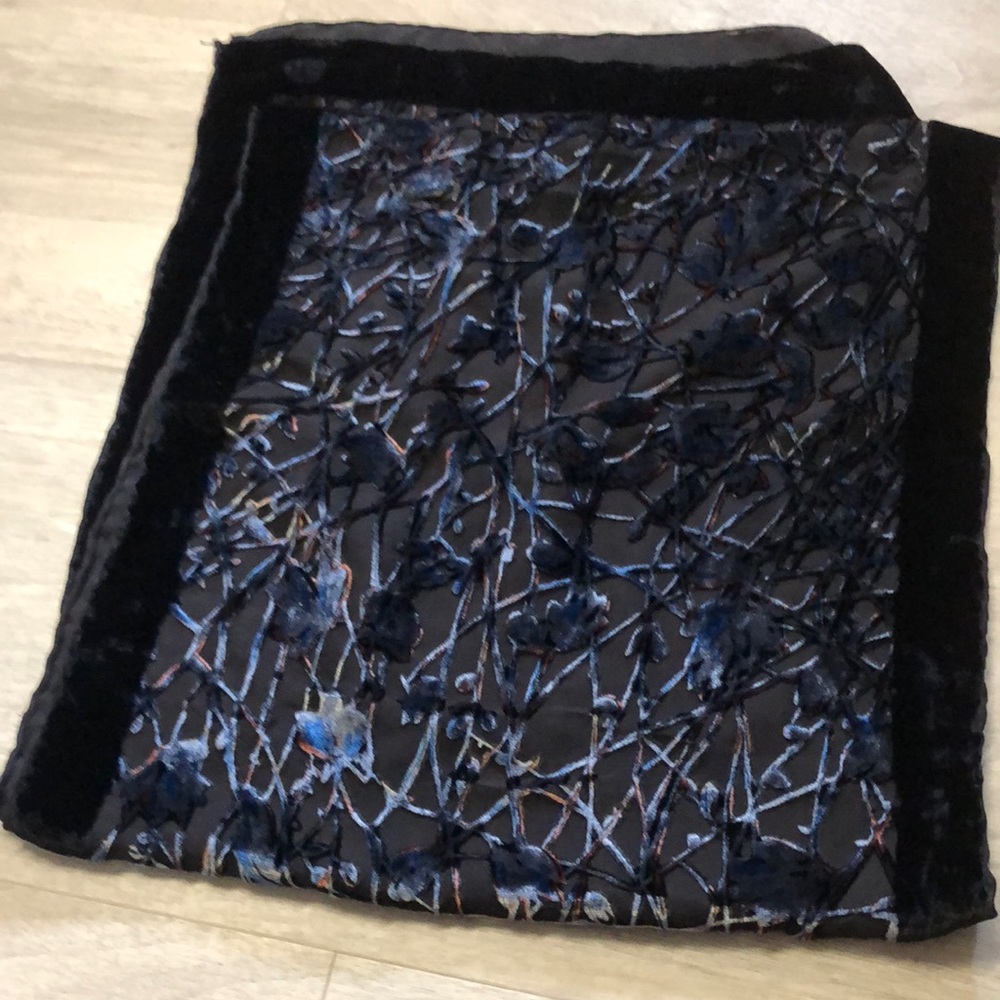 Cocoon House Black Velvet Patterned Scarf